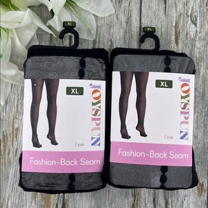 Women's Dot Back Seam & Opaque Tights Pantyhose 2, 2-Packs Size XL